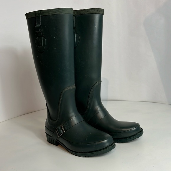 L.L. Bean Tall Wellies Rain Boots Hunter Green sz6 - Picture 1 of 7